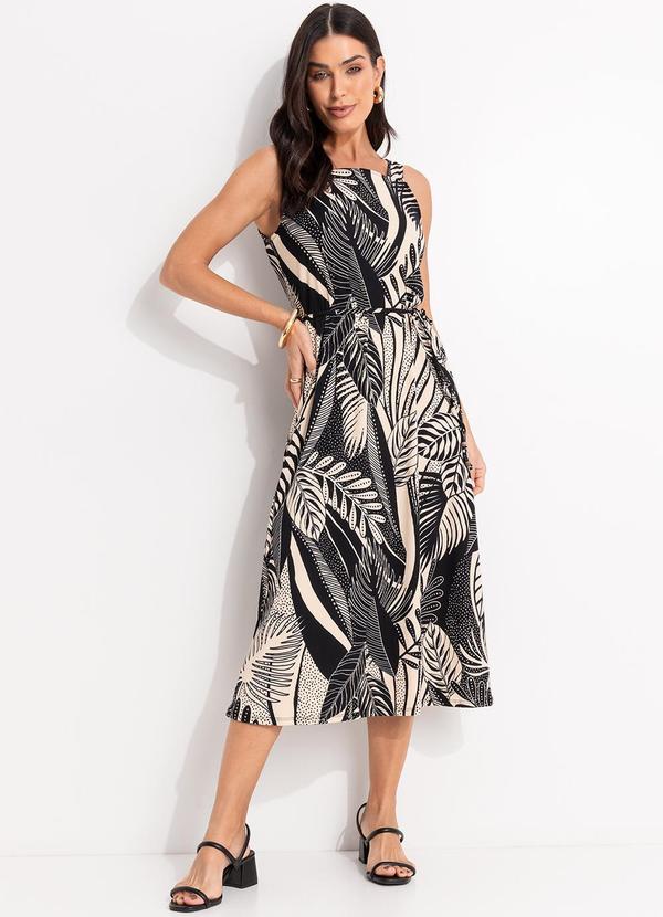 Vestido (Folhagem Preto) em Canelado
