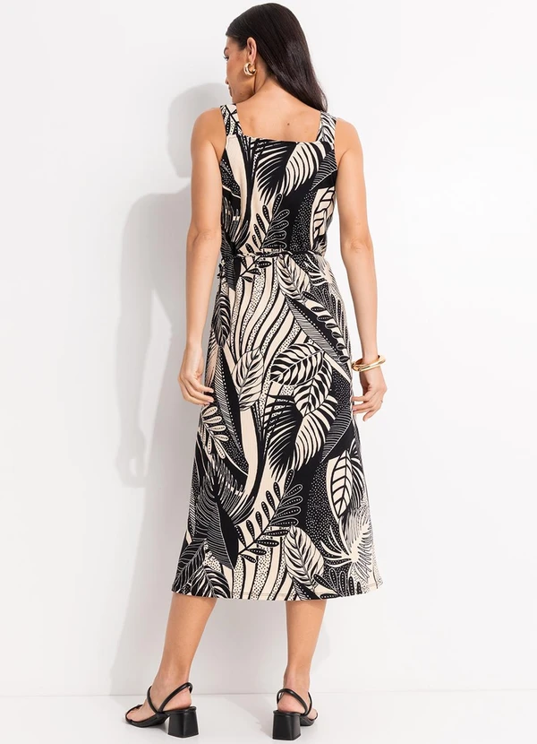 Quintess - Vestido Folhagem Preto em Canelado 2
