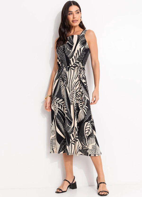 Quintess - Vestido Folhagem Preto em Canelado 3