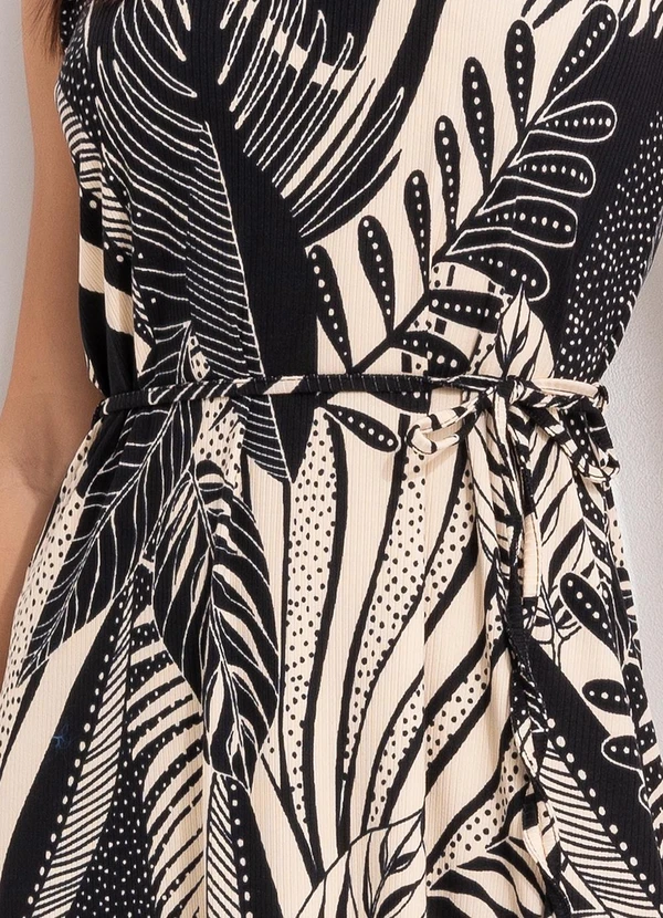 Quintess - Vestido Folhagem Preto em Canelado 6