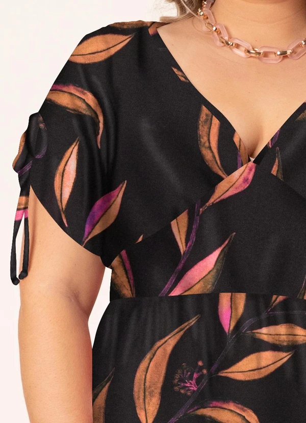 Quintess - Vestido Folhagem Preto em Malha Fria 13