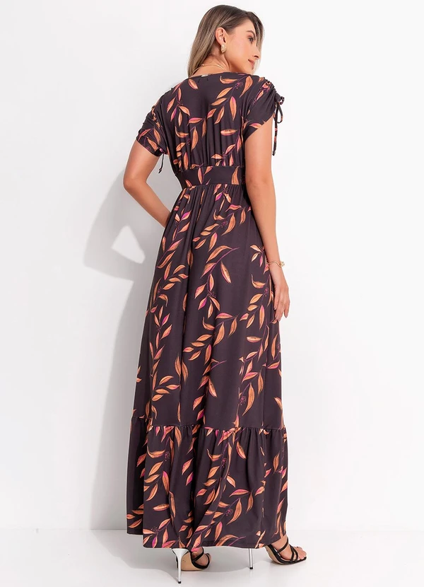 Quintess - Vestido Folhagem Preto em Malha Fria 2