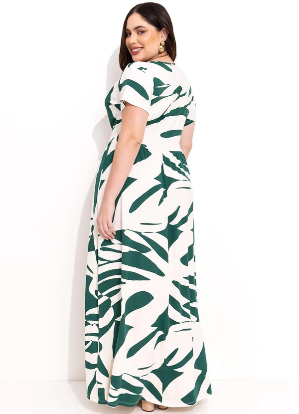 Quintess - Vestido Folhagem Verde em Malha de Viscose 7