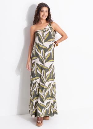 Vestido (Folhagem Verde) em Malha de Viscose