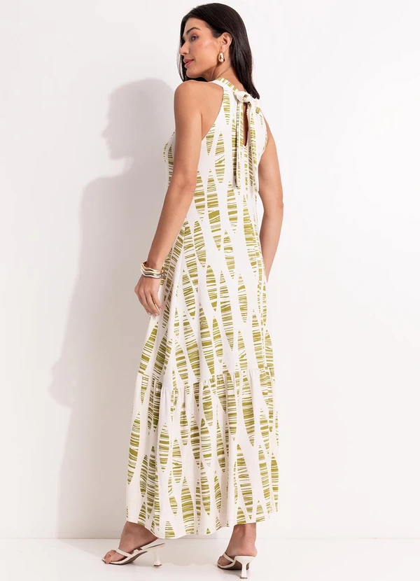 Quintess - Vestido Folhas Listradas em Malha de Viscose 2