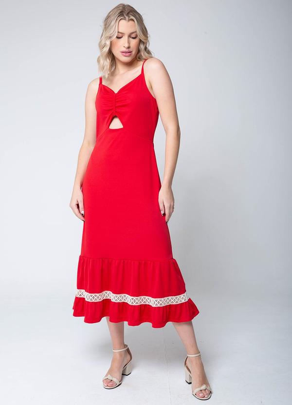 Misiss - Vestido Frente Franzida Sabrina Vermelho