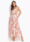 Vestido Geométrico Bicolor em Malha de Viscose