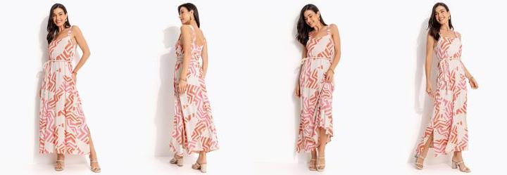 Vestido Geomtrico Bicolor em Malha de Viscose