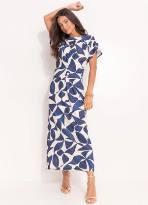 Quintess - Vestido Geométrico em Malha Canelada - QUINTESS