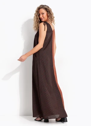 Quintess - Vestido Geométrico Preto em Crepe Plano - QUINTESS