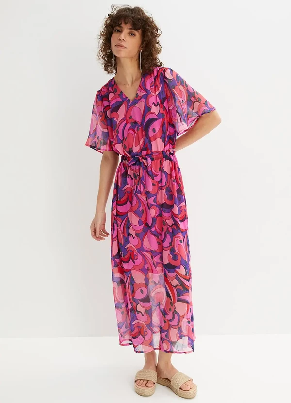 bonprix - Vestido Geométrico Psicodélico em Tule