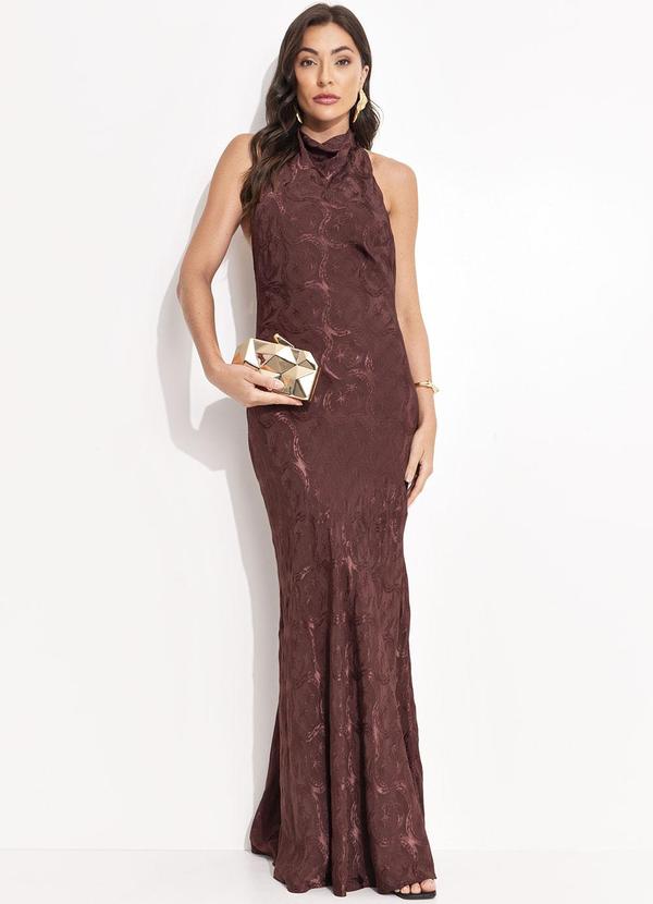 Farm - Vestido Jacquard Lembrança de Verão Marrom