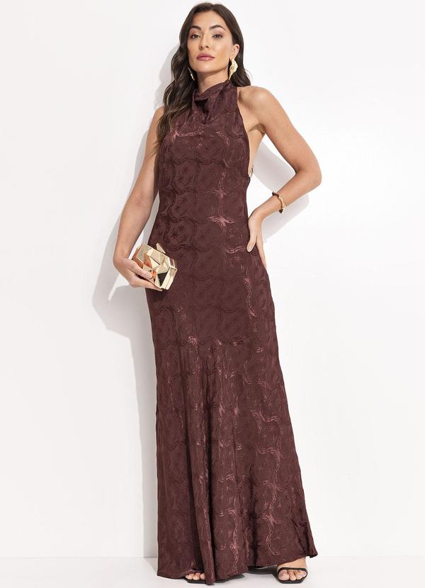 Farm - Vestido Jacquard Lembrança de Verão Marrom 6