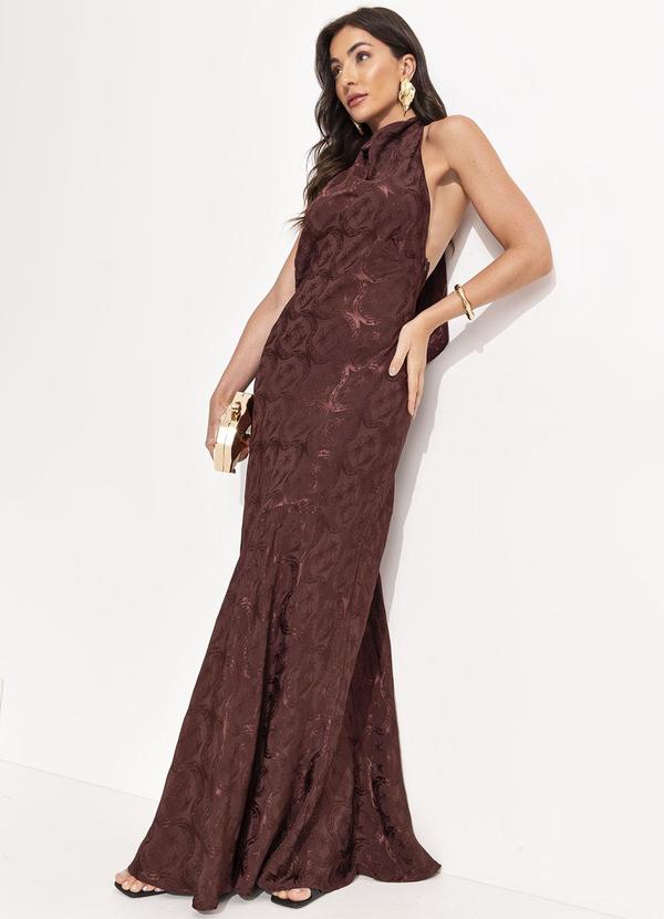 Farm - Vestido Jacquard Lembrança de Verão Marrom 2