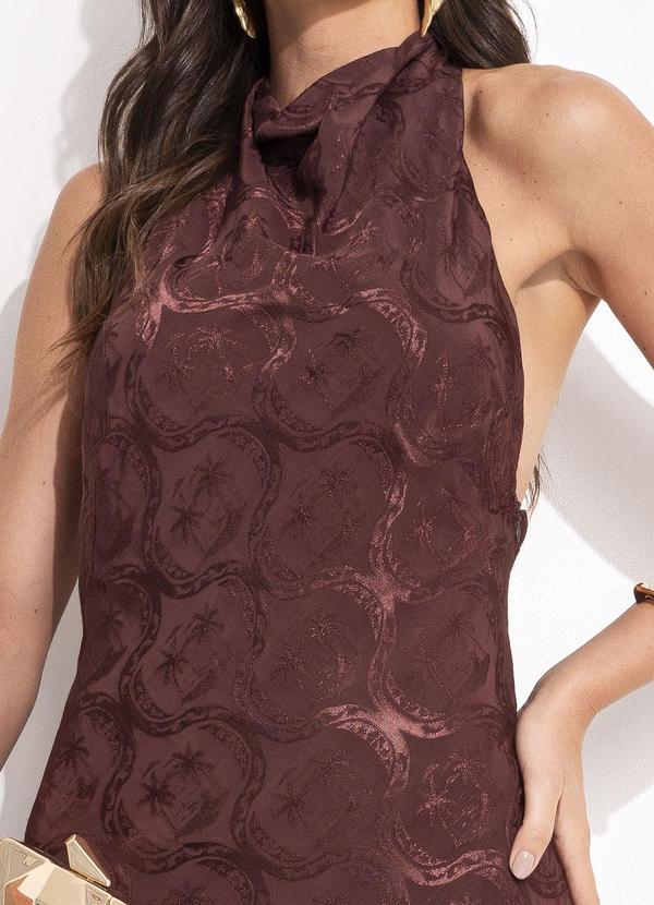 Farm - Vestido Jacquard Lembrança de Verão Marrom 1