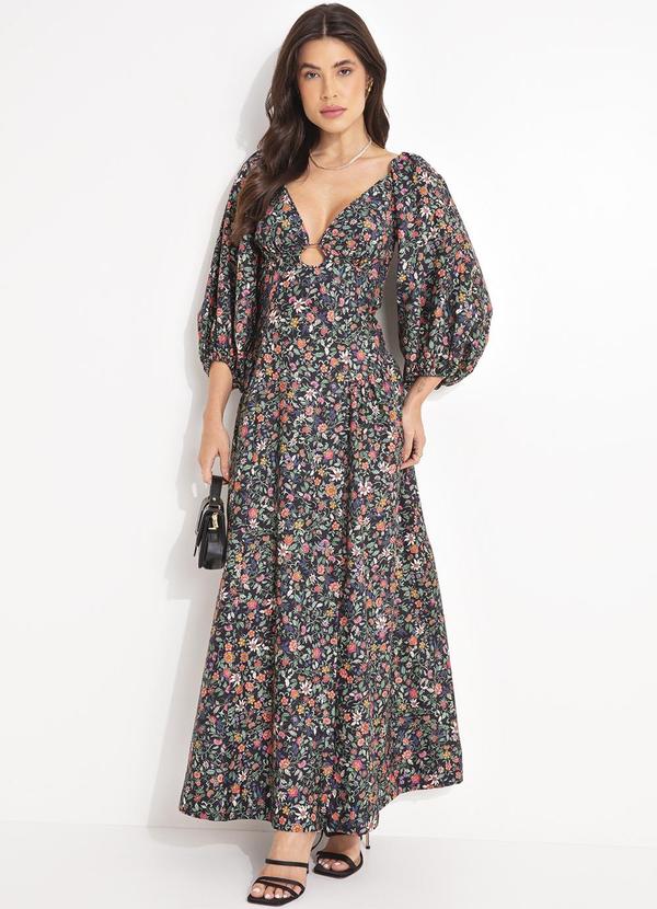 Farm - Vestido Jardim Florido Preto