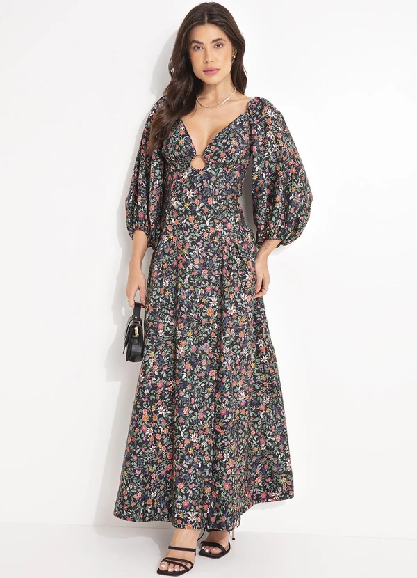 Farm - Vestido Jardim Florido Preto
