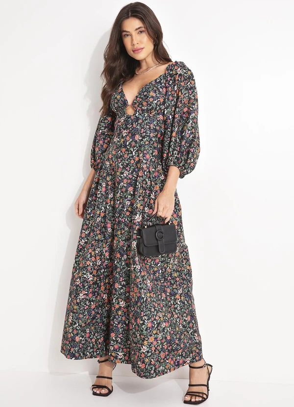 Farm - Vestido Jardim Florido Preto 3