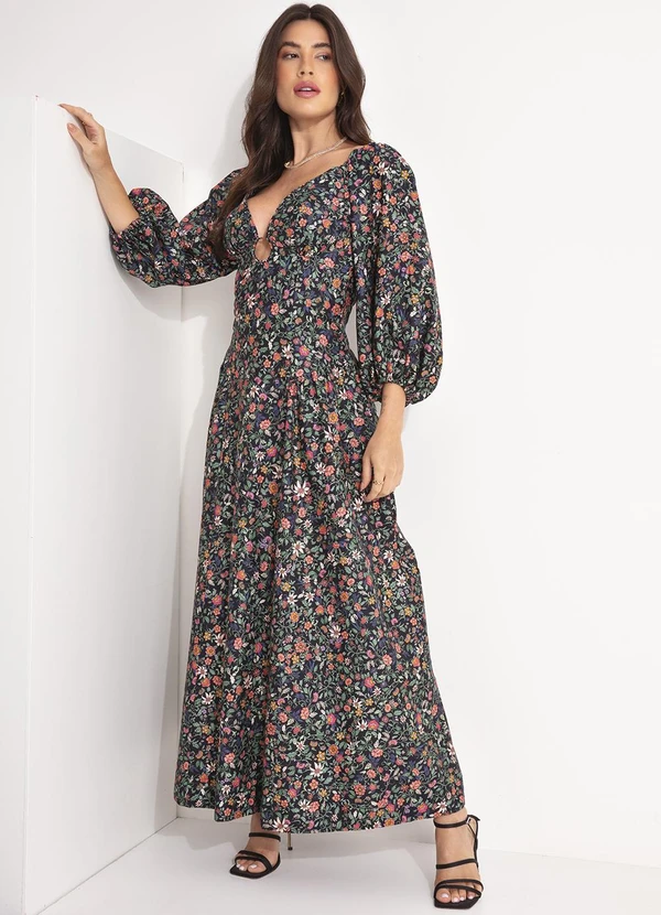 Farm - Vestido Jardim Florido Preto 4