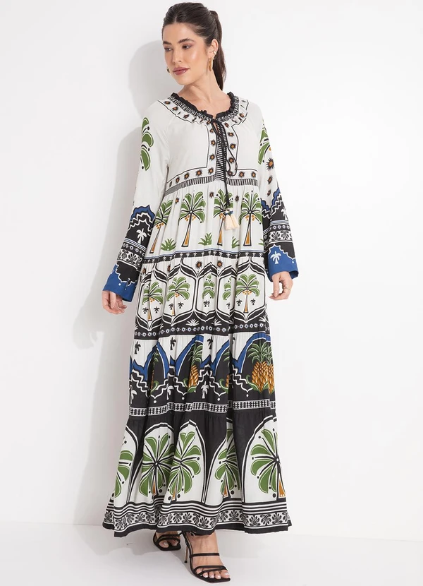 Farm - Vestido Jardim Tropical Bege 3