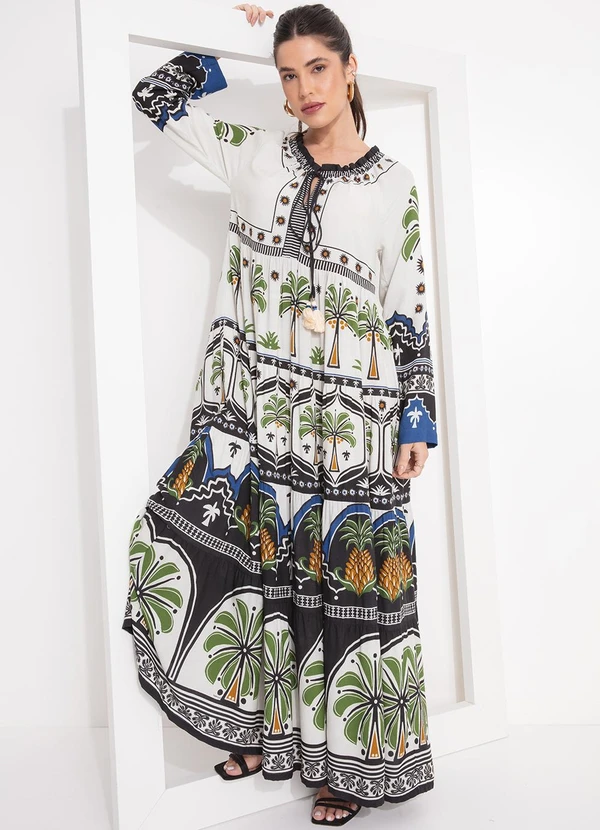 Farm - Vestido Jardim Tropical Bege 4