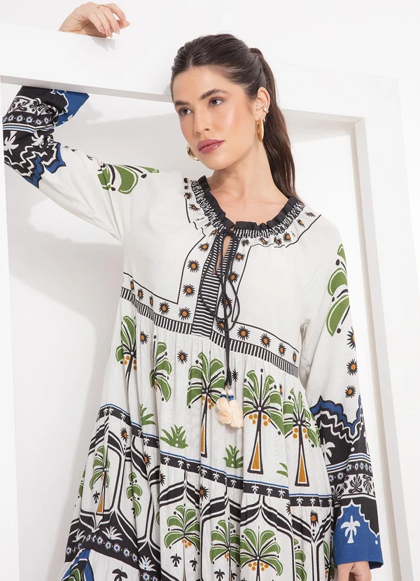 Farm - Vestido Jardim Tropical Bege 6