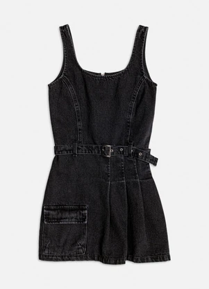 Authoria - Vestido Jeans Black com Cinto Preto - AUTHORIA