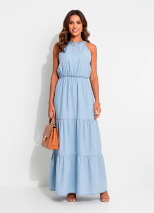 Quintess - Vestido Jeans Claro em Jeans - QUINTESS