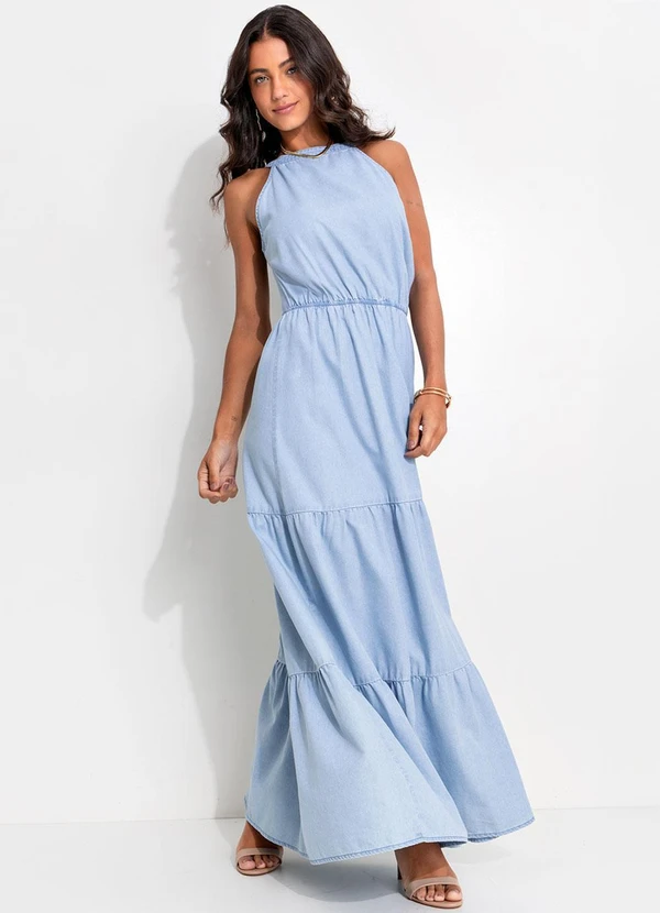 Quintess - Vestido Jeans Claro em Jeans 7