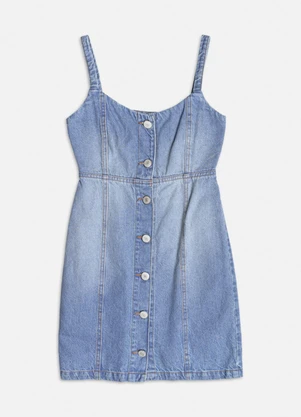 Authoria - Vestido Jeans com Botões Azul - AUTHORIA