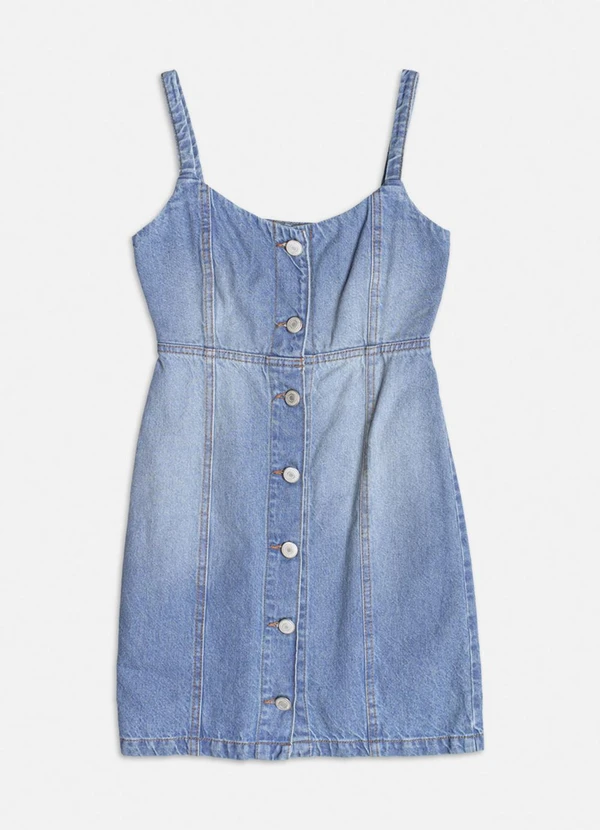 Authoria - Vestido Jeans com Botões Azul