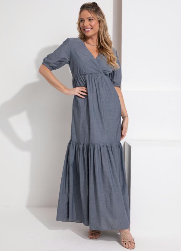 Outlet - Vestido Jeans Longo em Camadas 3
