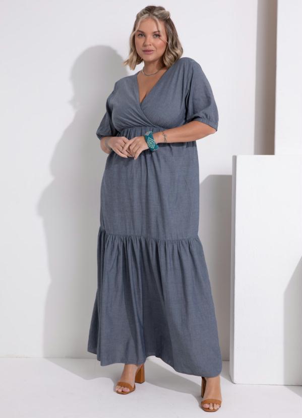 Outlet - Vestido Jeans Longo em Camadas 5