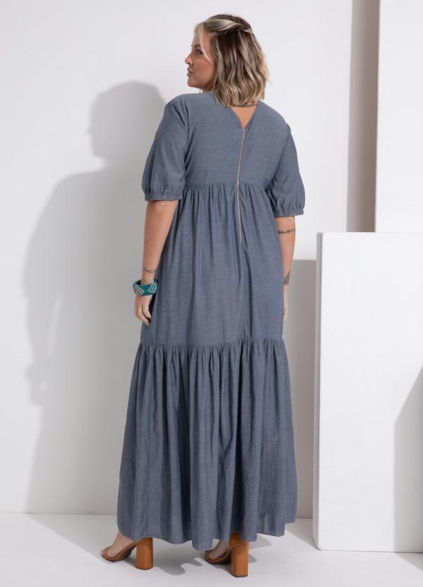 Outlet - Vestido Jeans Longo em Camadas 6