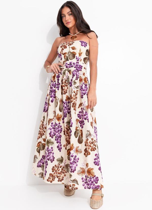 Farm - Vestido Laise Romance de Uva Bege