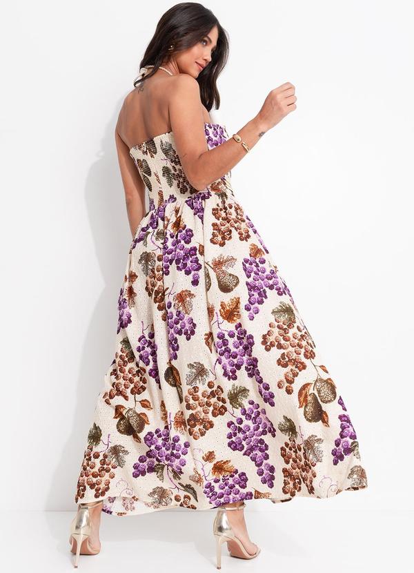 Farm - Vestido Laise Romance de Uva Bege 2