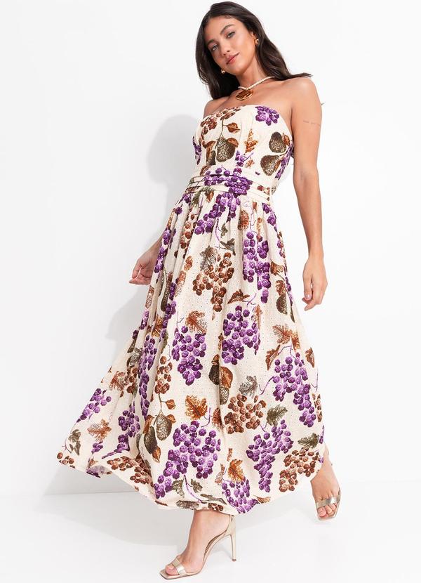 Farm - Vestido Laise Romance de Uva Bege 3