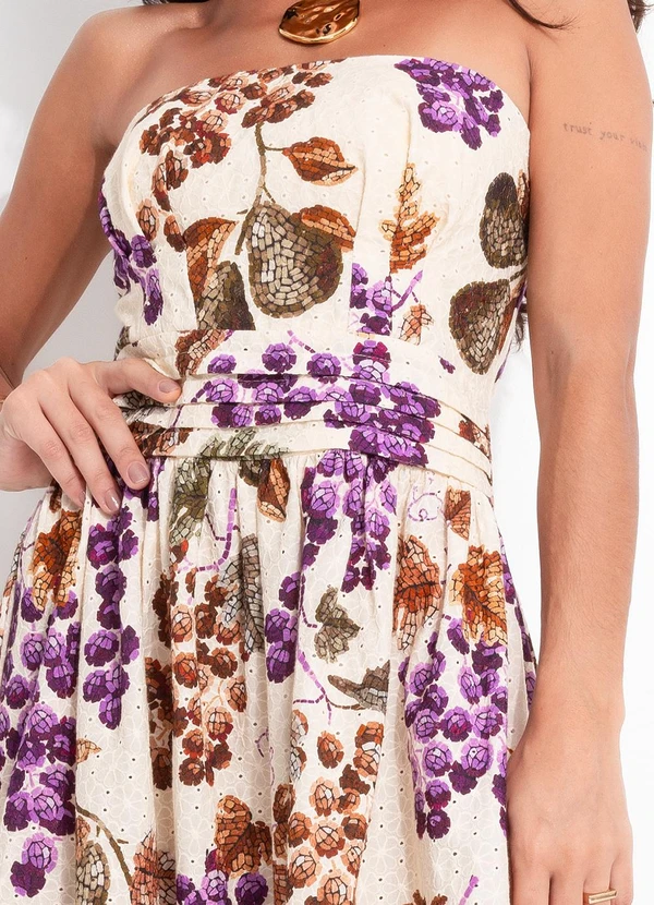 Farm - Vestido Laise Romance de Uva Bege 6