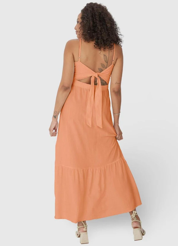 Malwee - Vestido Laranja Pastel Amplo com Amarração 4