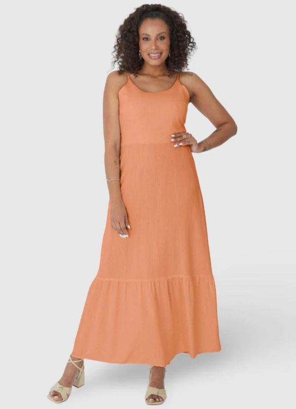 Malwee - Vestido Laranja Pastel Amplo com Amarração 5