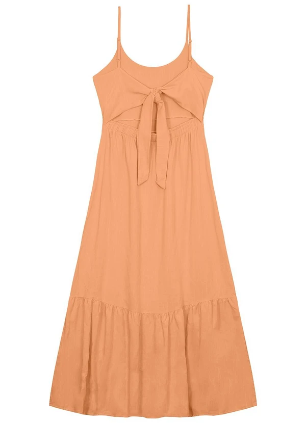Malwee - Vestido Laranja Pastel Amplo com Amarração 7
