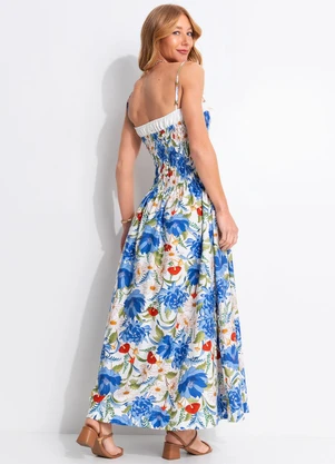 Farm - Vestido Lástex Flor de Cogumelo Off White - FARM
