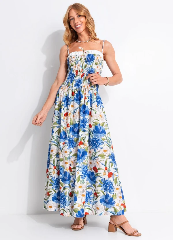 Farm - Vestido Lástex Flor de Cogumelo Off White 7