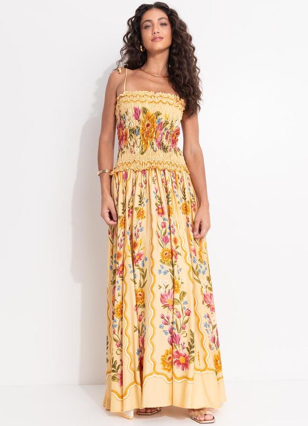 Farm - Vestido Lastex Floral Mari Amarelo