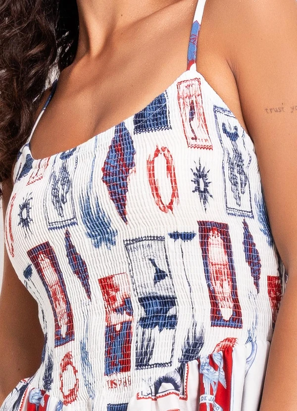 Farm - Vestido Lastex Tropical Vintage Off White 4