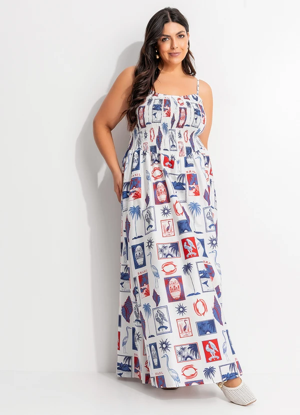 Farm - Vestido Lastex Tropical Vintage Off White 7