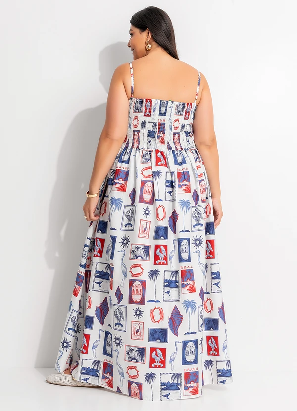 Farm - Vestido Lastex Tropical Vintage Off White 8