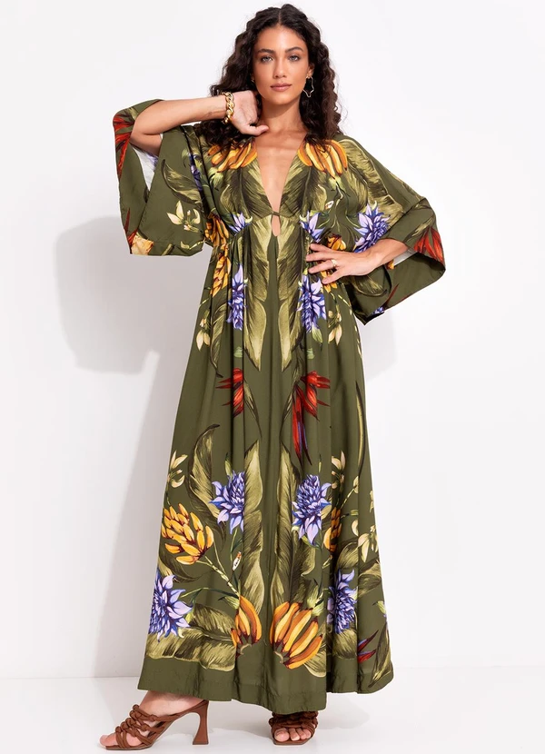 Farm - Vestido Lenço Tropical Verde