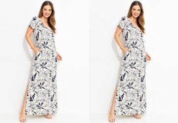 Vestido Linho Floral em Malha de Viscose