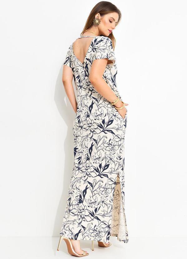 Quintess - Vestido Linho Floral em Malha de Viscose 2